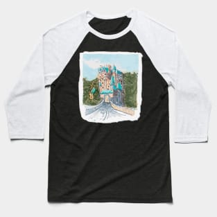 Castle Colorful Illustration Baseball T-Shirt